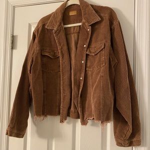 Brown corduroy distressed edge jacket